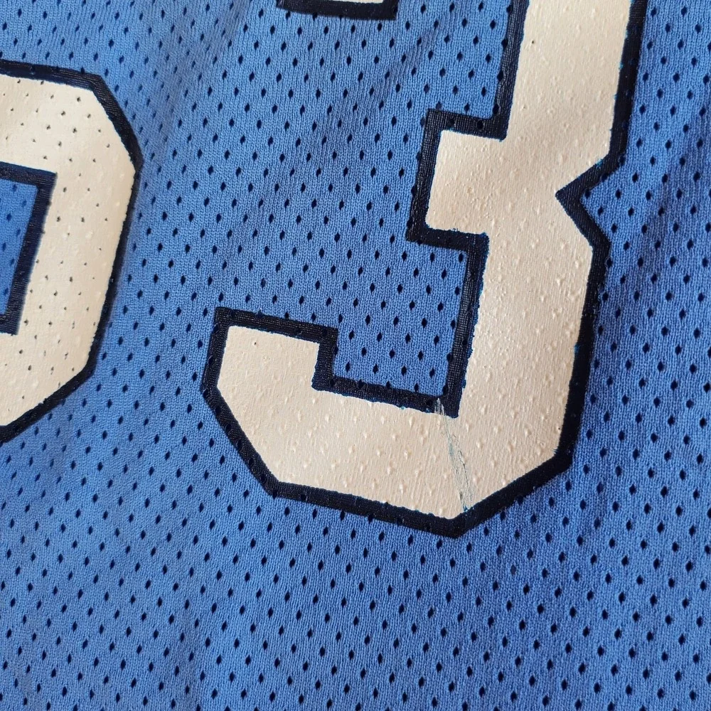 Vtg 90s‎ Russell Athletic Suncrest 53 Basketball Jersey Blue Mesh Made in USA 44